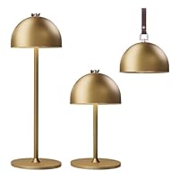 SEVENMENT Cordless Table Lamp,8-75 Hours Battery Powered Lights,2-Pack Gold Rechargeable Lamp,Waterproof,Magnetic,Stepless Dimming,Adjustable Height, for Outdoor,Camping,Living Room,Dinner,Night Light