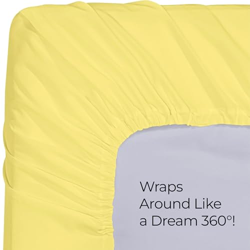 Image of Utopia Bedding Queen Fitted Sheet - Bottom Sheet - Deep Pocket - Soft Microfiber - Shrinkage and Fade Resistant-Easy Care -1 Fitted Sheet Only (Yellow)