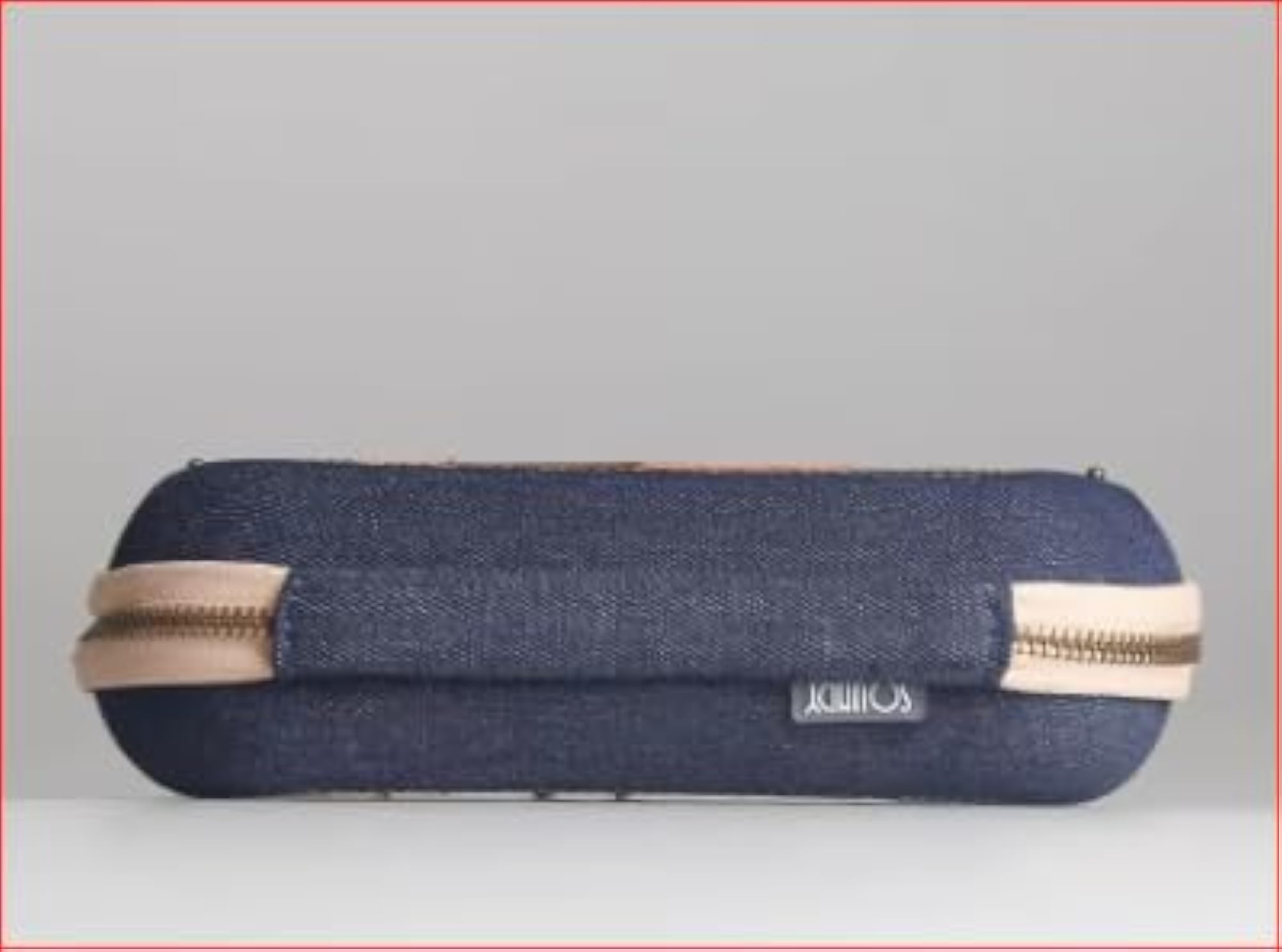 Denim Pencil Case with Leather Trim, Zip Around Design