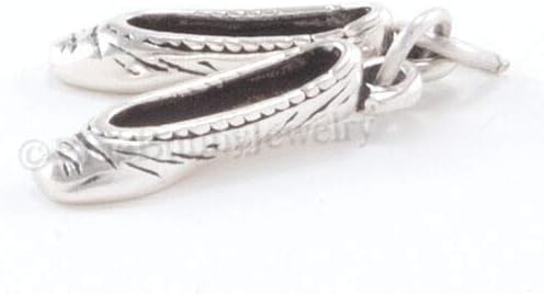 BALLET SLIPPERS Charm Pendant Dance Ballerina Shoes STERLING SILVER 3D 925 .925 DIY Crafting
