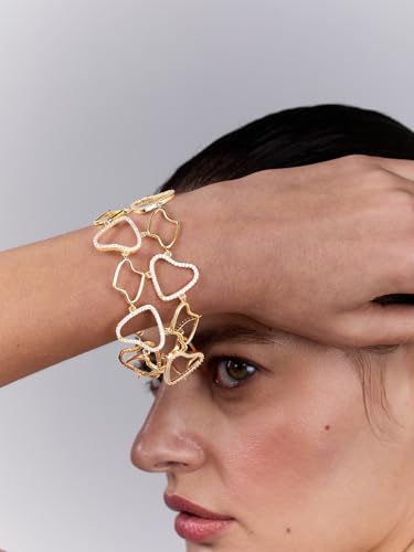 Image of Irregular Link Statement Bracelet | 18K Gold Toned High-Fashion Wristwear | Waterproof Daily Wear Old Money Style Bracelet for Her