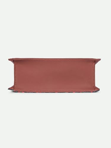 Image of ZOUK Shobha Niwas Lotus Printed Vegan Leather Black Flap Closure Beyond Basic Sling Bag For Women's Girls
