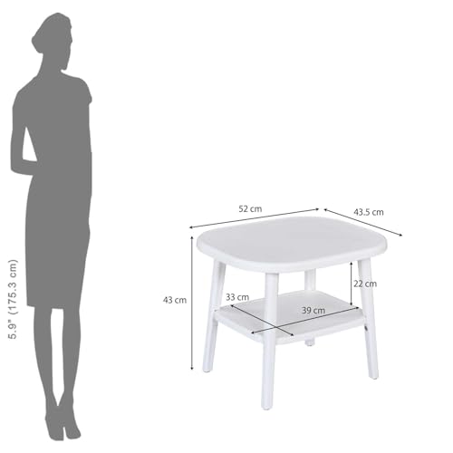 Image of Nilkamal Arena Plastic Side Table with Storage Shelf | End Table | Corner Table | for Home, Living Room, Office, Balconies, Patios | Milky White