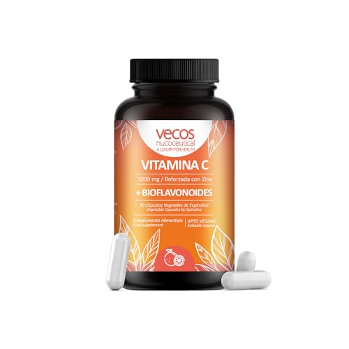 Vitamina C 1000 mg Reforzada y Zinc más Bioflavonoides cítricos para mejorar su absorción | Reduce Cansancio y Fatiga | Antioxidante Inmunológico | 30 Cápsulas Vegetales