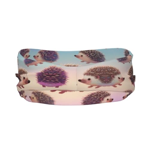 Boys Girls Sports Sweat Band, Boho Style Elastic Head Ribbon for Running Fitness Spa, Beauty Skinny Cute Hedgehogs Art Headwear Hand Decor3