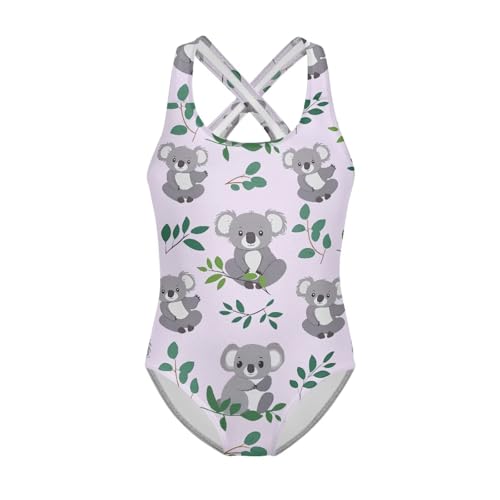 Girls One Piece Bathing Suits Crewneck Quick Dry Swimsuit with UPF 50 + Sun Protection Full Coverage Swimwear