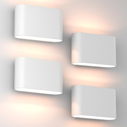 Aipsun Modern LED Wall Sconces Hardwired Interior Wall Lights 4 Packs Indoor Aluminum Up and Down Wall Mount Light for Living Room Bedroom Hallway Corridor Warm White 3000K(with G9 Bulbs)