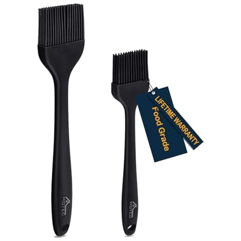 HOTEC Basting Brushes Silicone Heat Resistant Pastry Brushes Spread Oil Butter Sauce Marinades for BBQ Grill Barbecue Baking Kitchen Cooking BPA Free Dishwasher Safe (Black 2) Cover