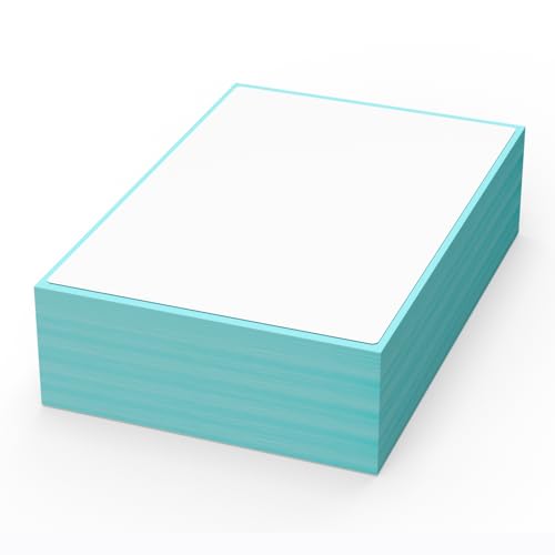 RyhamPaper 4\" x 6\" Fanfold Direct Thermal Labels 1 Stack 100 Labels Shipping Mailing Postage Labels Perforated Thick Shipping Labels with Blue Background Paper - Thumbnail 2