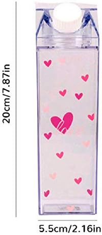 MiawPay Milk Carton Water Bottle 17oz (500mL) Plastic Clear Square Milk Bottles No BPA Leakproof Water Bottle Portable Reusable Milk Carton Shaped Juice Bottle Perfect for Fitness Gym Camping Sports