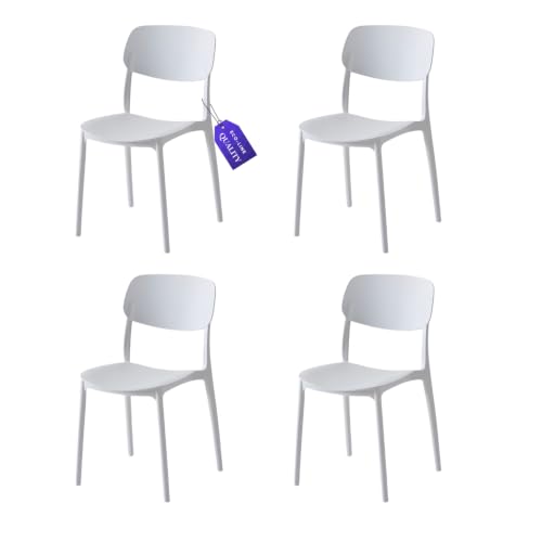 MOHOME Sedia Bianca Polipropilene Set da 4 Eco-Line Quality Impilabili