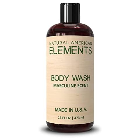 NATURAL AMERICAN ELEMENTS Men’s Body Wash – Masculine Scent, Paraben Free, Sulfate Free – Men Shower Gel for All Man Skin Types - Hydrates, Cleanses & Nourishes - Made in USA, Naturally Derived, 16 oz Cover