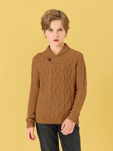 PASLTER Boys Girls Pullover Sweater Shawl Collar Cable Knit Fall Winter Sweaters2