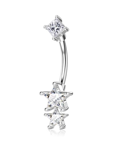 Agrewd Minimalistischer Rook Piercing Curved Barbell Stern CZ Silber Augenbrauen Piercing Schmuck 16G 316l Chirurgenstahl Helix Tragus Gebogener Rook Augenbrauenpiercing für Frauen 8mm