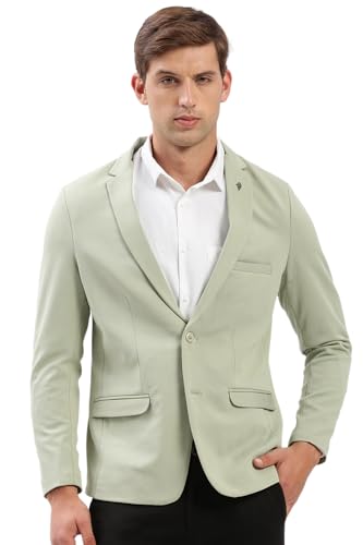 Image of SHOWOFFFF Men Solid Single Breasted Casual Blazer | Notched Lapel Full Sleeves Cotton Blazer for Mens | Slim Fit Regular Length Blazer for Men's