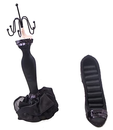 Blancho Bedding Jewelry Display Holder Figure Stand Beautiful Shoe Ring (Black)