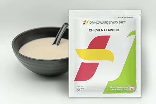 Image of Dr Howard's Way Diet | Total Food Replacement | Chicken Soup For Weight Loss & Management | Healthy Meal Replacement | Essential 13 Vitamins & 14 Minerals | Less than 200 Calories Per Meal Pack | For Men & Women | 50Gm (Non -Vegetarian)