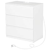Liink1Ga Cómoda Blanca Dormitorio Ancho 70 cm Cómodas Blancas con 3...