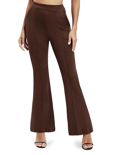 Women's Flare Dress Pant with Pockets Stretchy High Waisted Pants for Work Casual2