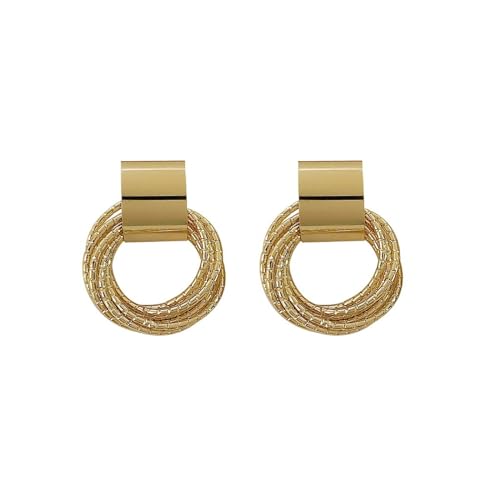 Gold Chunky Vintage Layered Multi Circle Drop Earrings,Women Hoop Dangling