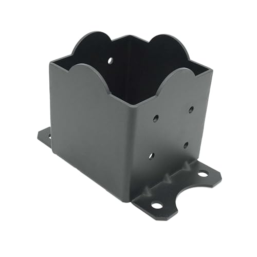 8x8 Post Base (Actual Size 7.5x7.5 in.) 2 Pack, Extra Thick 8 Ga. Steel (4mm), Heavy Duty Black Powder-Coated Metal Brackets for Railing Pergola Post to Deck Connection, Pergola, Fence Mounting Kit