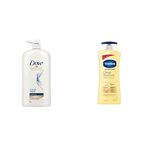 Image of Dove Intense Repair Shampoo, 1L & Vaseline Intensive Care Deep Restore Body Lotion, 400 ml