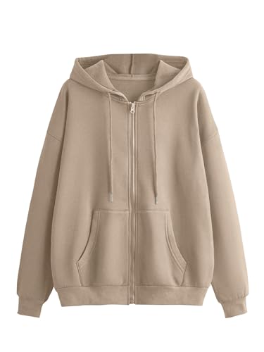 Image of Tagas Unisex Cotton Blend Solid Color Loose Fit Long Sleeve Drawstring and Zip Casual Hoodie| Zip Up Hoodie| Sweatshirt