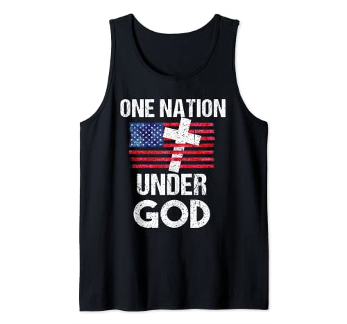 Cool One Nation Under God Funny USA Flag Cross Patriot Regalo Camiseta sin Mangas