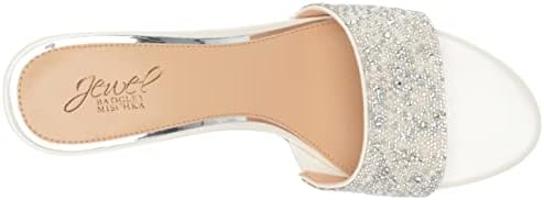 Jewel Badgley Mischka Della Glitter Block Heel Mules White | Image 4