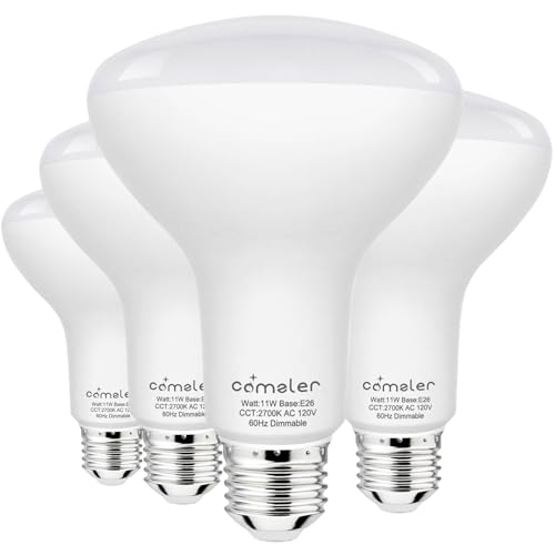 comzler BR30 Flood LED Light Bulbs, 2700K Soft Warm White, 65W Equivalent, E26 Base Recessed Can Light Bulbs, Dimmable 120VAC CRI 85+ 850LM, Indoor Ceiling Light Bulb for Kitchen, Living Room 4 Pack