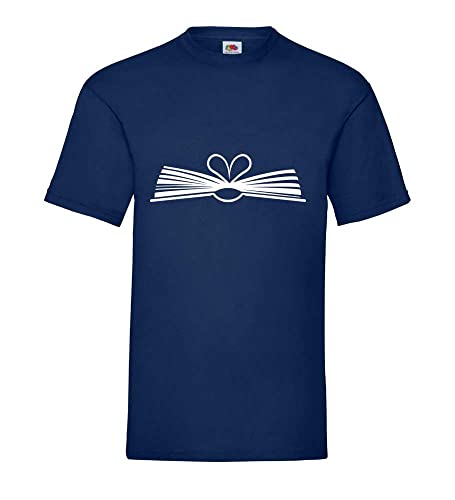 T-shirt cœur de livre bleu pour homme taille 3XL coupe confort