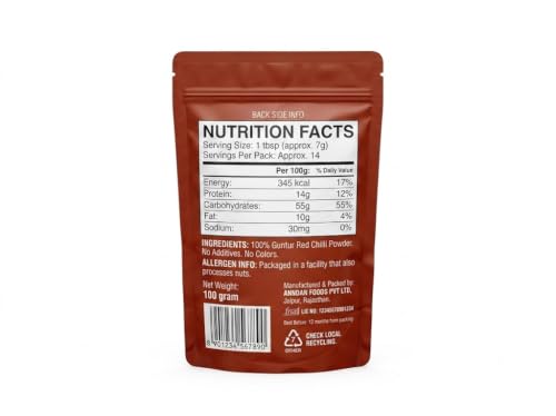 Image of ANNDAN Premium Red Chilli Powder, Kashmiri Lal Mirchi, 500 gm | Authentic Red Chilli Powder, Pure Spices, Natural Color & Flavor, Teekha Lal Mirch Powder, No Added Colors