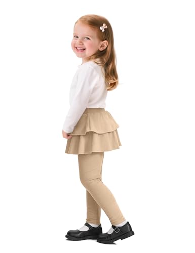 Witwot 2 Pack Toddler Girls Tutu Leggings Baby Girl Cotton Pants with Ruffle Skirt Size 18M-5T2