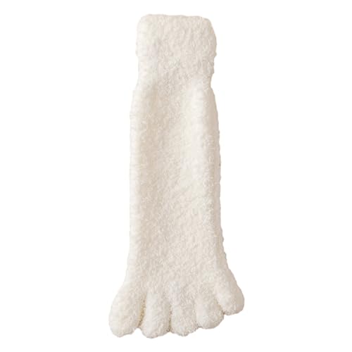 Soft Warm Hosiery, Womens Fuzzy Toe Socks Solid Color Winter Thick Thermal Warm Coral Fleece Furry Five Finger Socks for Casual Home Sleep