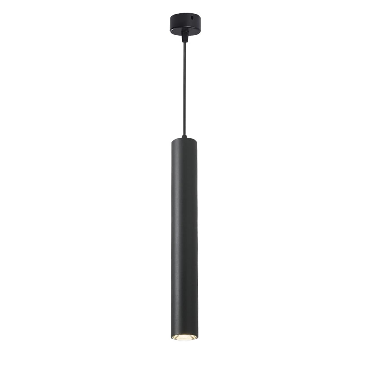 Suspension Moderne cylindrique à Tube Long pour îlot de Cuisine, Lustre en Aluminium Noir, luminaire réglable pour Chambre ou Couloir