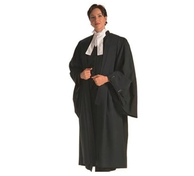 Image of Advocate Butter Crepe Gown Professional Lawyer Court Gown Legal Wear Court Dress for Lawyers Advocates Unisex Black