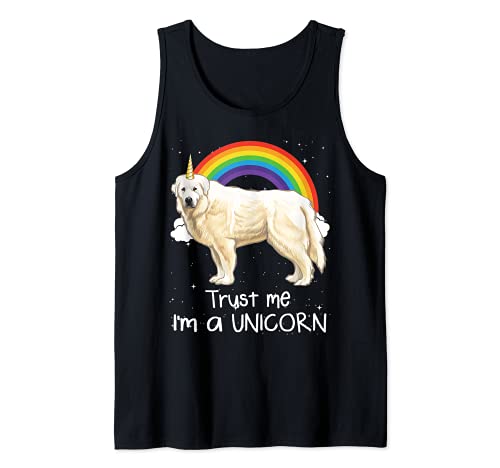Rainbow Great Pyrenee Trust Me I'm A Unicorn Dog Tank Top, Black