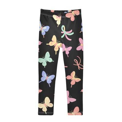 Colored Butterfly and Bow Girls Leggings Stretchy Dance Pants for Kids