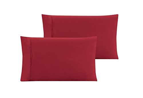 Grand Linen Queen Size Solid Burgundy RED Pillow Cases Brushed Microfiber 2 Piece Set, Silky Soft & Wrinkle Free