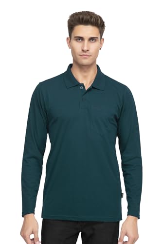 Image of Polo Full Sleeve t Shirt for Men Cotton with Pocket and Collar - Regular Fit Tshirt