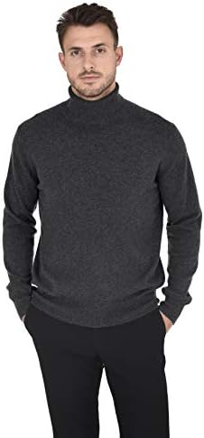 Cashmeren Men's Essential Knit Turtleneck Sweater Cashmere Wool Long Sleeve Roll Neck Pullover (Charcoal, XX-Large)