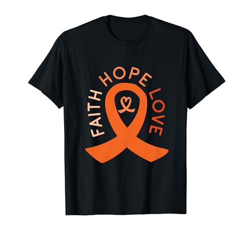 Faith Hope Love Leukämie Bewusstsein Orange Ribbon Cancer T-Shirt