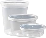 DuraHome Conteneurs de stockage des aliments avec lids 8oz, 16oz, 32oz Congeler les coupes Deli Combo Pack, 44 Sets sans fuite BPA Round Clear Container Préparation à repas Microwavable (44 Ensembles - Tailles mélangées)