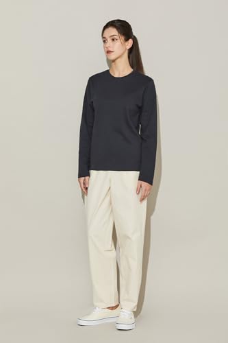 EDUARDO Women's Banding Elastic Waist Drawstring Cotton Pants with Pockets.3