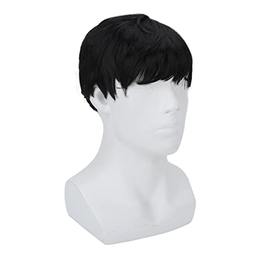 Perucas de cabelo masculino, perucas de cabelo preto curto para homens evitam o derramamento no uso