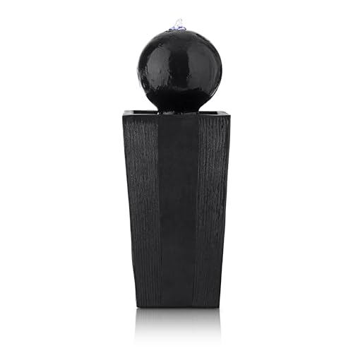Alpine Corporation GIL786 Outdoor Floor Modern Sphere and Pedestal Soothing Waterfall Fountain for Garden 33", Black by Alpine Corporation - Image 5