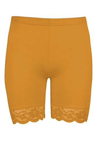 Pantalones cortos de ciclismo para niña con cintura elástica y encaje en viscosa lisa