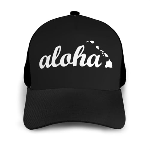 Aloha Hawaiian Islands Bonnets Curved Brim Mesh Baseball Cap Casual Sun Hat Unisex3