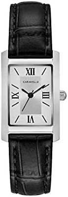 Caravelle by Bulova Ladies' Dress 3-Hand Quartz Watch, Rectangle Case, Roman Numeral, Curved Mineral