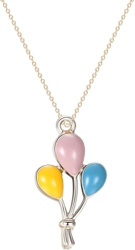 ZXQUEGF Collar de Mujer Cadena de Perro Unisex Collar de Cadena de Globo Colorido para Mujer Esmalte Multicolor Colgante de Gota de Agua Collares de Cadena Larga Colier Diario Regalos de Moda